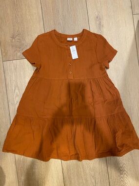 GAP Girls size S. (6-7) Rust-Orange Short Sleeve Gauze Tiered Dress
